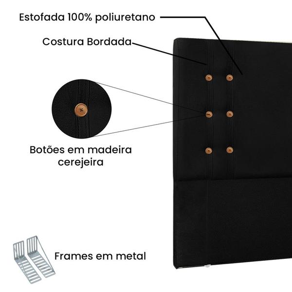 Imagem de Cabeceira Cama Box Solteiro 90cm e Recamier Gênova Suede Preto S04 - D'Rossi