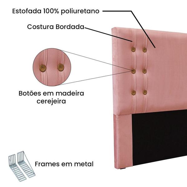 Imagem de Cabeceira Cama Box Solteiro 90cm E Recamier Gênova Veludo S04 - D'rossi Cor Rosa