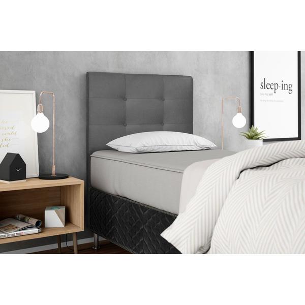 Imagem de Cabeceira Cama Box Solteiro 90cm Helena Tecido Suede Cinza Ísis Estofados