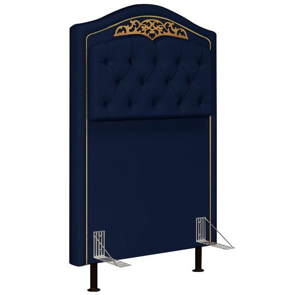 Imagem de Cabeceira Cama Box Solteiro 90cm Imperial Veludo J02 Azul - Mpozenato