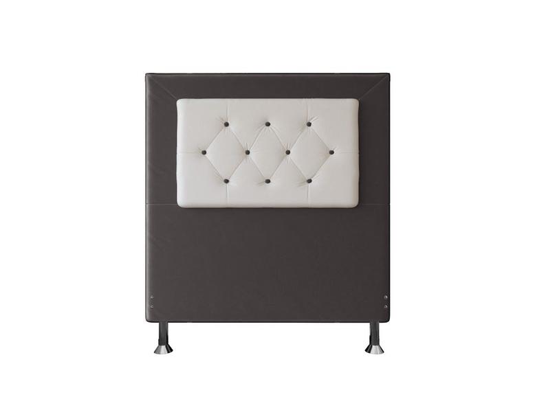 Imagem de Cabeceira Cama Box Solteiro Estofada Bela 90 Cm Suede Marrom Revestimento Sintético Branco