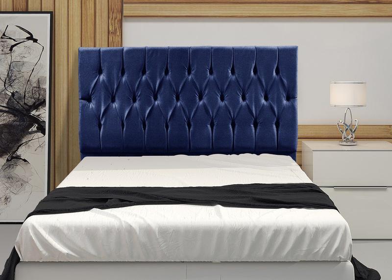 Imagem de Cabeceira Cama Box Solteiro Estofada Espanha 90 Cm Suede Azul