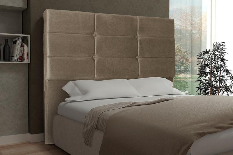 Imagem de Cabeceira Cama Box Solteiro Estofada Japão 90 Cm Suede Bege Nude