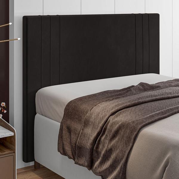 Imagem de Cabeceira Cama Box Solteiro Ferrara 90cm Suede Marrom - Abmaza