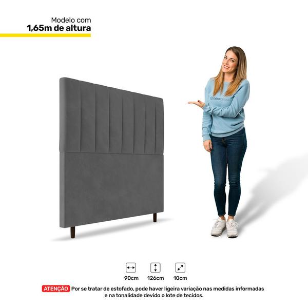 Imagem de Cabeceira Cama Box Solteiro Itália 90cm Suede Cinza - Abmaza