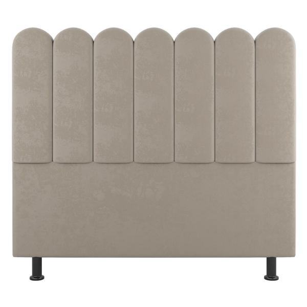 Imagem de Cabeceira Cama Box Solteiro Lana 90cm Suede Bege - Abmaza