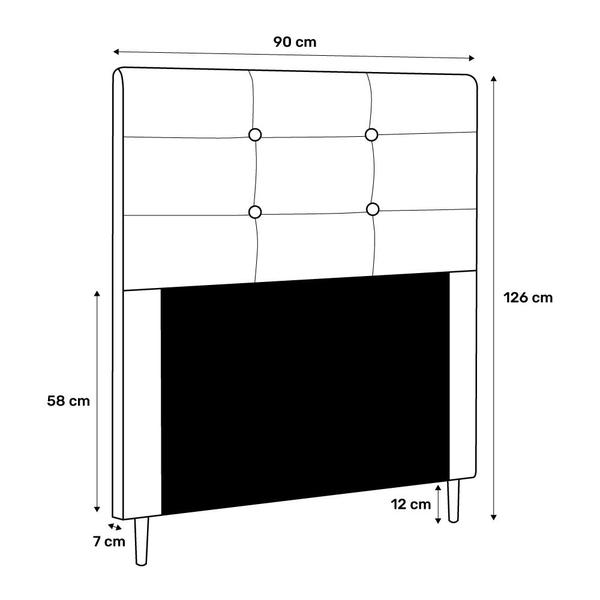 Imagem de Cabeceira Cama Box Solteiro Luna 90cm Corano Branco - Abmaza