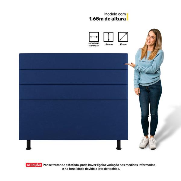 Imagem de Cabeceira Cama Box Solteiro Malik 90cm Suede Azul - Desk Design