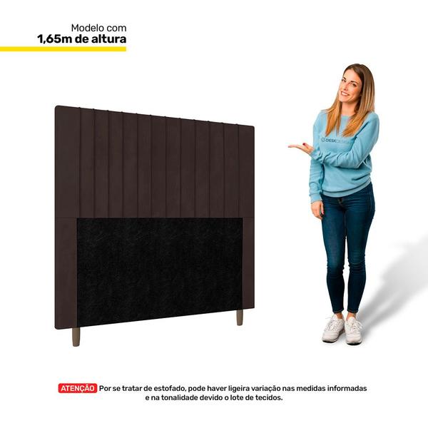 Imagem de Cabeceira Cama Box Solteiro Nala 90cm Veludo Marrom - Abmaza