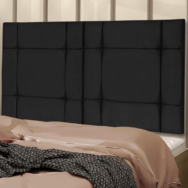 Imagem de Cabeceira Cama Casal Box 140Cm Estofada Ellegancy - Preto