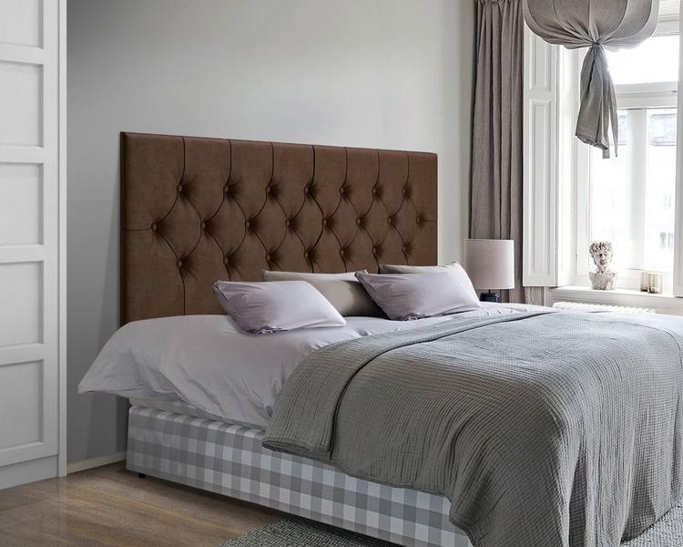 Cabeceira Cama Casal Queen Box Estofada 1,60 CAPITONÊ Suspensa - Marrom Suede - AJMóveis Cabeceira Cama Casal Queen Box Estofada 1,60 CAPITONÊ Suspensa - Marrom Suede - AJMóveis