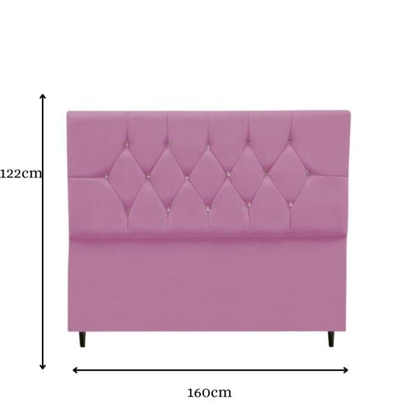 Imagem de Cabeceira Cama Estofada Box Queen 160 cm Geovana Suede Rosa