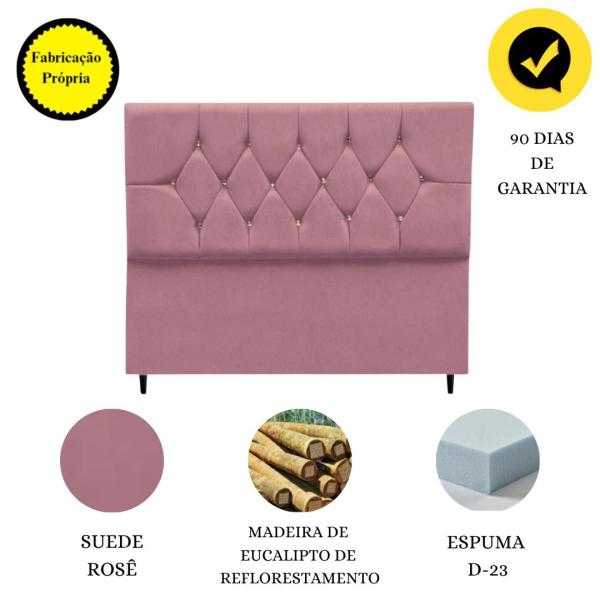 Imagem de Cabeceira Cama Estofada Box Queen 160 cm Geovana Suede Rosê