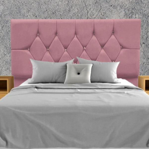 Imagem de Cabeceira Cama Estofada Box Queen 160 cm Geovana Suede Rosê