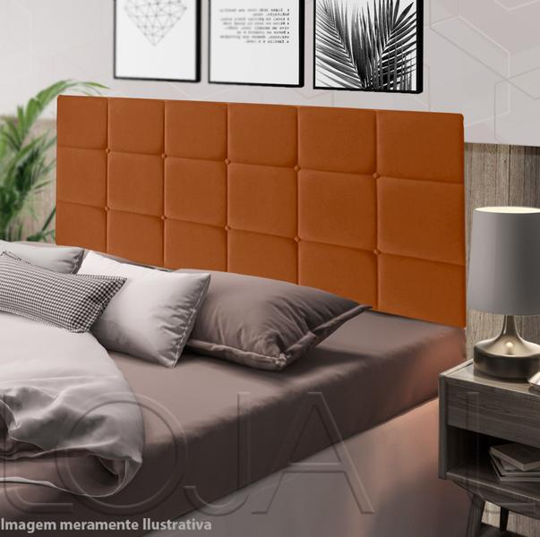 Imagem de Cabeceira Cama Estofada P/ Cama de Casal Bia Requinte Luxo Wood Calipha Intense Classic 1,40 Laranja