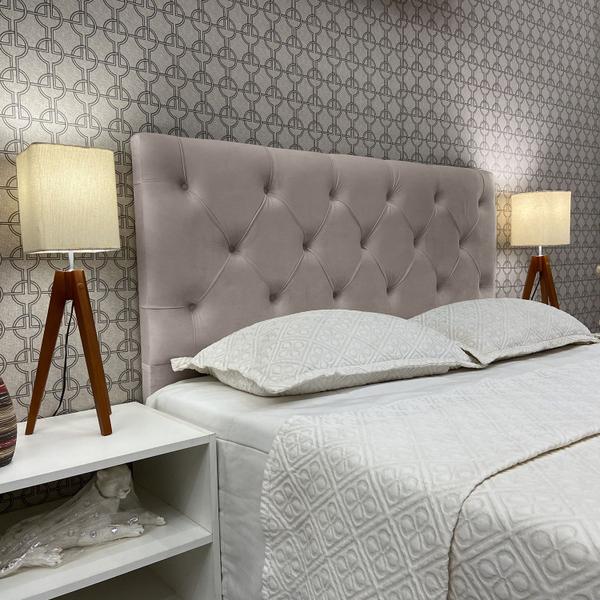 Imagem de Cabeceira Cama King Capitonê Cannes Suede Bege 60 RBL