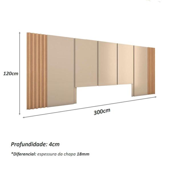 Cabeceira Cama King Ripada 3,0m CAMT 100% MDF Casa Lar Cabeceira