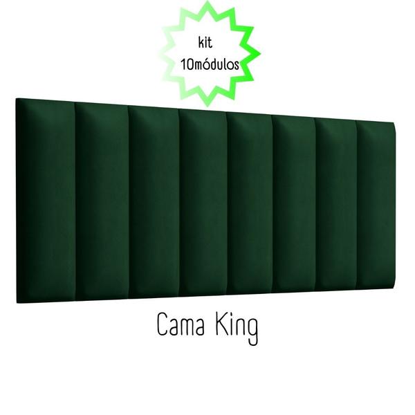 Imagem de Cabeceira Cama King Tecido Suede 200x60cm Kit com 10 Módulos Estofados Auto Adesivo