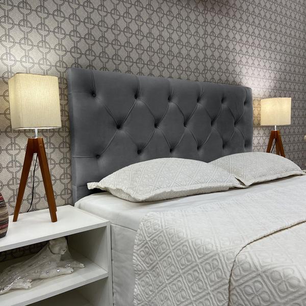 Imagem de Cabeceira Cama Queen Capitonê Cannes Suede Cinza 60 RBL