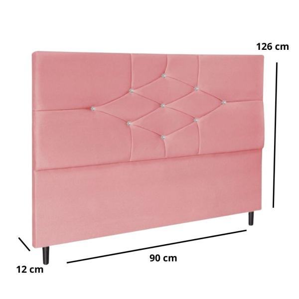 Imagem de Cabeceira Cama Solteiro 90 cm Camboriú Suede Rosa E Frame