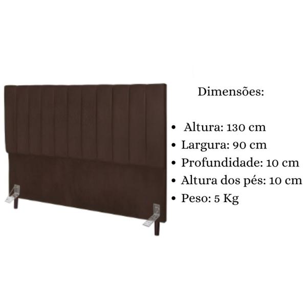 Imagem de Cabeceira Cama Solteiro 90 cm Carla Suede Marrom E Frame