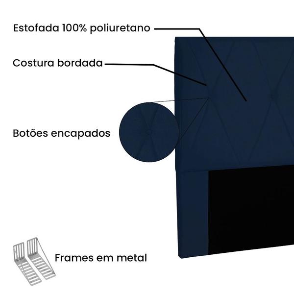 Imagem de Cabeceira Cama Solteiro 90 cm Score Suede Azul Marinho - Nexta Casa