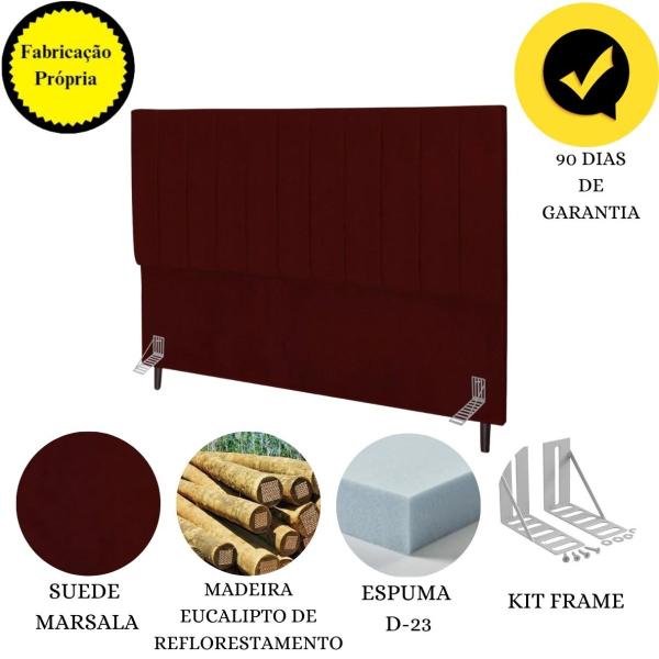 Imagem de Cabeceira Cama Solteiro 90cm Carla Suede Marsala E Frame