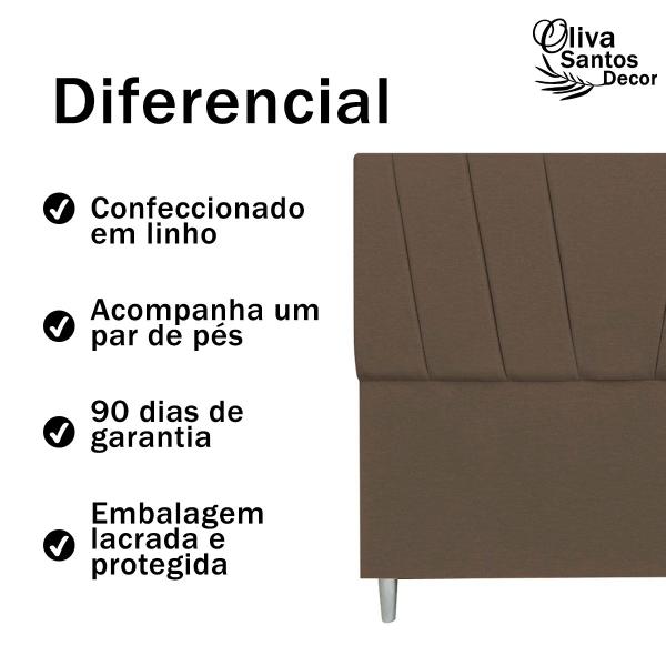 Imagem de Cabeceira Cama Solteiro Box Estofada 90cm Luxo Linho Quarto