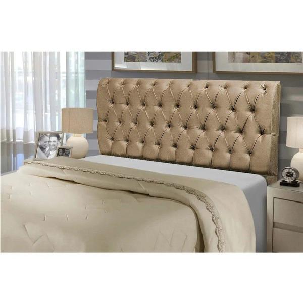 Imagem de Cabeceira Capitonê Casal 140cm Para Cama Box Paris Suede Capuccino - DS Móveis