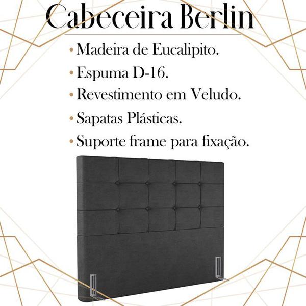 Imagem de Cabeceira Casal 138 cm Berlin Veludo Preto Soon