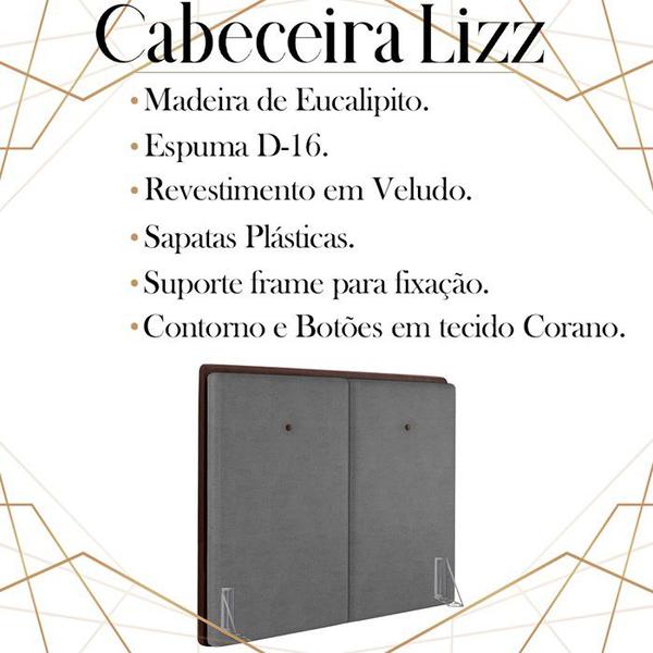 Imagem de Cabeceira Casal 138 cm Lizz Veludo Cinza Soon