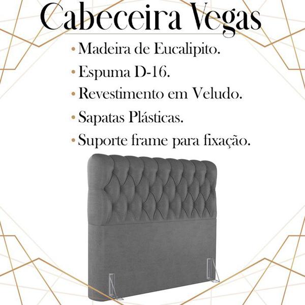 Imagem de Cabeceira Casal 138 cm Vegas Veludo Cinza Soon