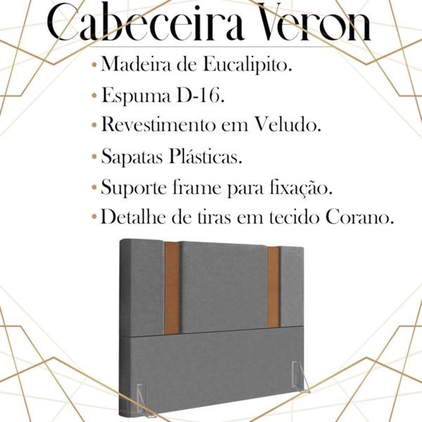 Imagem de Cabeceira Casal 138 cm Veron Veludo Cinza Soon