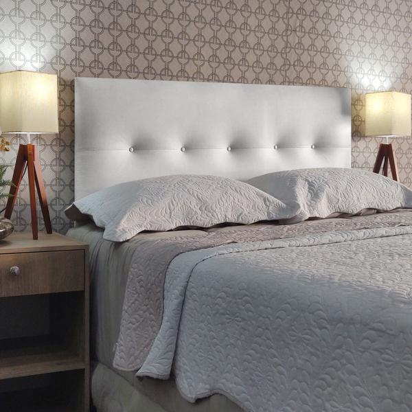 Imagem de Cabeceira Casal 140 Cama Box Berlim Botone Branco Corano Painel RBL