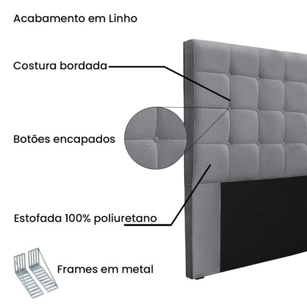 Imagem de Cabeceira Casal 140cm Linho Verona