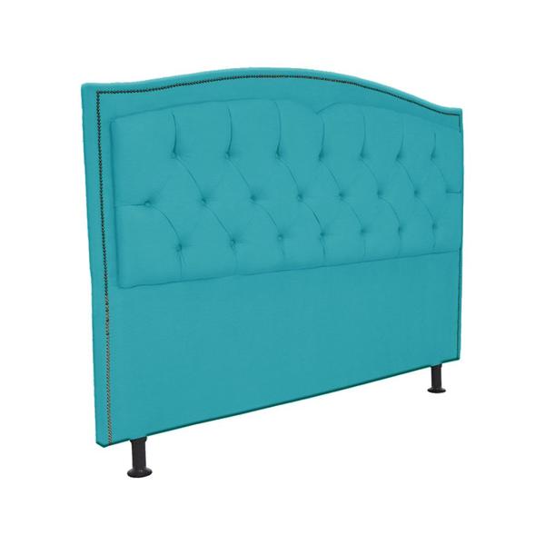 Imagem de Cabeceira Casal 140cm Para Cama Box Diana Suede Azul Turquesa - DS Estofados