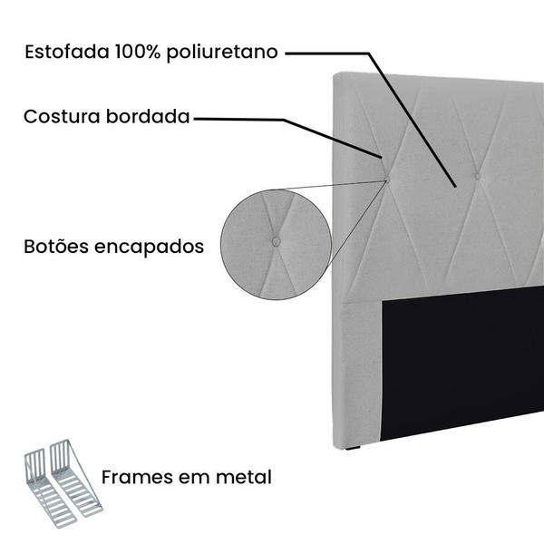 Imagem de Cabeceira Casal 1,40m Aquilla Linho Cinza Claro - Pallazio