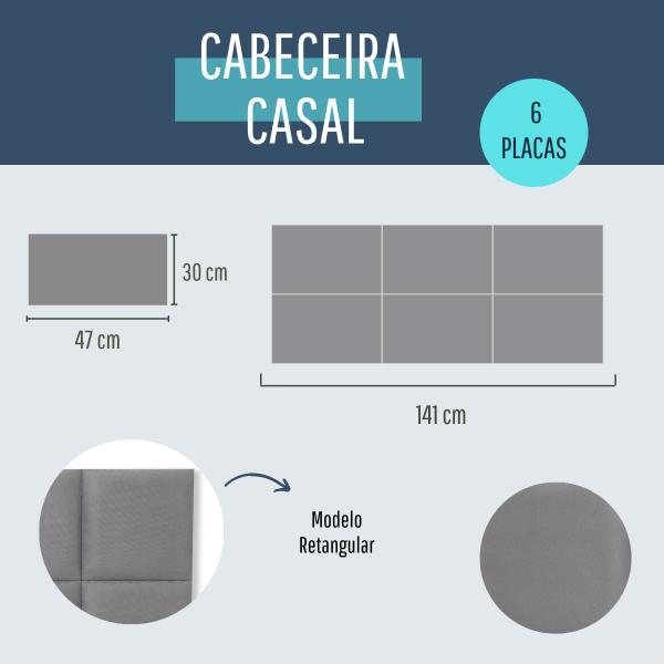 Imagem de Cabeceira Casal 141cm x 60cm Estofada Placas de Colar na Parede Modelo Retangular - Várias Cores