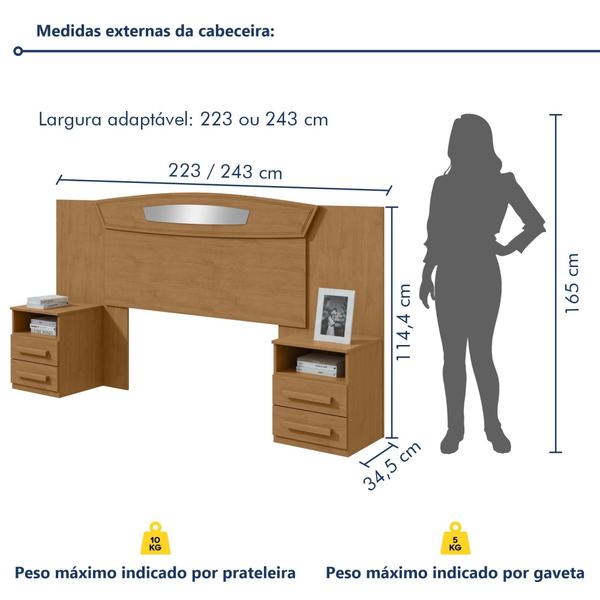 Imagem de Cabeceira Casal Ajustável com 2 Mesas de Cabeceira Novitá