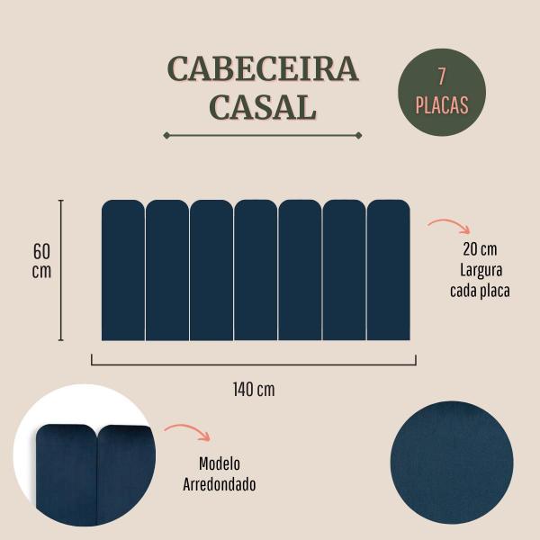 Imagem de Cabeceira Casal Arredondada Veludo 140x60 Cama Box Modulada 