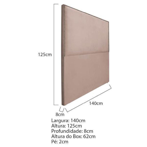 Imagem de Cabeceira Casal Bali P02 140 cm para cama Box Suede Rosê - Amarena Móveis