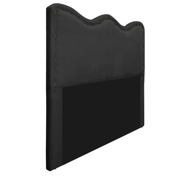 Imagem de Cabeceira Casal Bari P02 140 cm para cama Box Suede Preto - Amarena Móveis