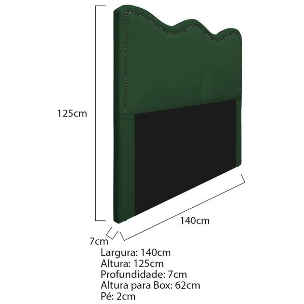 Imagem de Cabeceira Casal Bari P02 140 cm para cama Box Suede Verde - Amarena Móveis