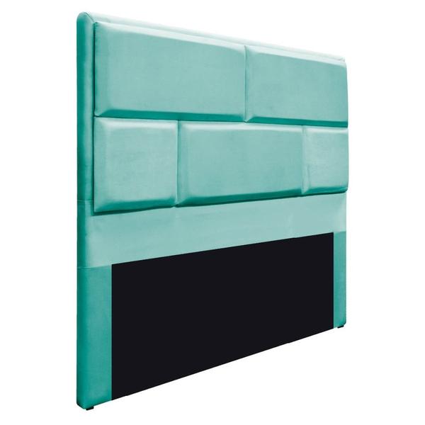 Imagem de Cabeceira Casal Brick P02 140 cm para cama Box Suede Azul Tiffany - Amarena Móveis