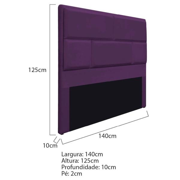 Imagem de Cabeceira Casal Brick P02 140 cm para cama Box Suede Roxo - Amarena Móveis