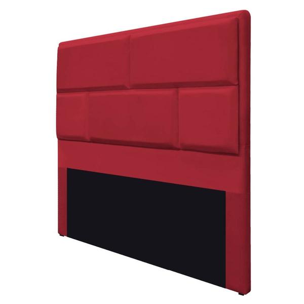 Imagem de Cabeceira Casal Brick P02 140 cm para cama Box Suede Vermelho - Amarena Móveis