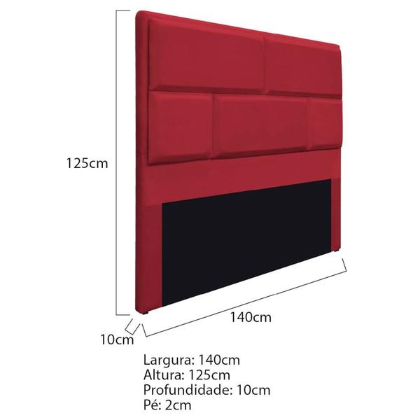 Imagem de Cabeceira Casal Brick P02 140 cm para cama Box Suede Vermelho - Amarena Móveis