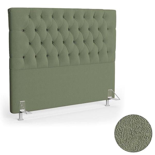 Imagem de Cabeceira Casal Cama Box 140cm Cristal C16 Bouclê Verde Oliva