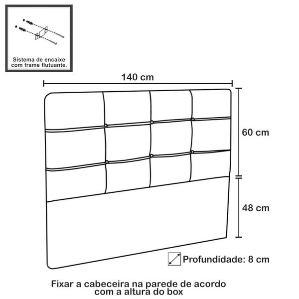 Imagem de Cabeceira Casal Cama Box 140cm London Veludo Chocolate - JS Móveis