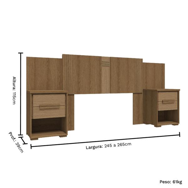 Imagem de Cabeceira Casal com Mesa de Cabeceira 2 Gavetas Angra Móveis Rimo